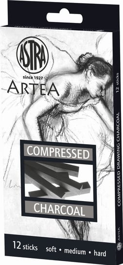 Zestaw węgli prasowanych Astra Artea 12 sztuk, 4 medium, 4 soft, 4 hard - czarny Astra