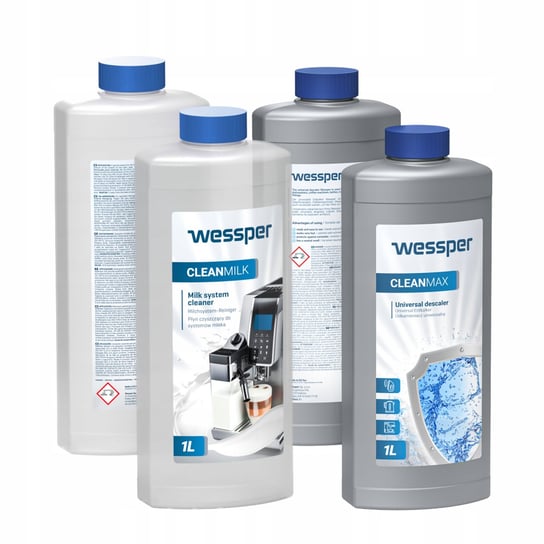 Zestaw: Wessper Clean Max Odkamieniacz 1L + Wessper Clean Milk 1L Do Ekspresów Ciśnieniowych / Kolbowych Wessper