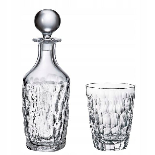 ZESTAW WHISKY KARAFKA SZKLANKI BOHEMIA MARBLE 1+6 BOHEMIA