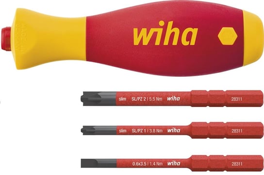 Zestaw wkrętaków vde 4-częściowy do trzpieni wymiennych slimvario electric softfinish wiha Wiha