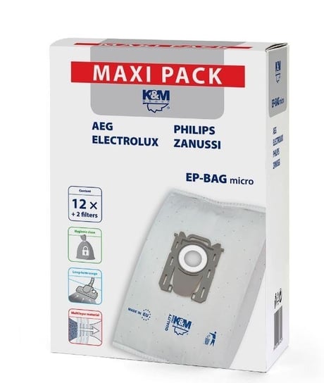 Zestaw Worki do odkurzacza K&M Maxi Pack EP-BAG Micro, 12 szt. + Filtr, 2 szt. K&M