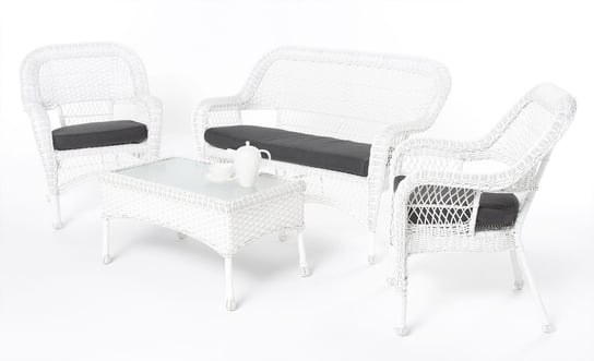 Zestaw Wypoczynkowy Stolik Sofa 2 Fotele Biały HOME INVEST INTERNATIONAL