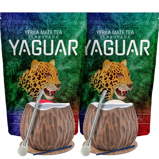 Zestaw Yerba Mate dla dwojga Bombilla Matero kokos Yaguar