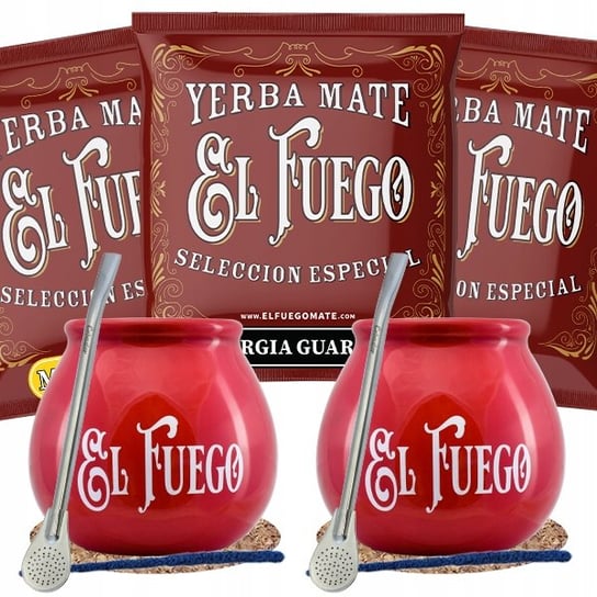 Zestaw Yerba Mate dla dwojga Matero El Fuego 3x50 Cebador