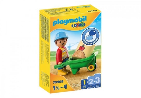 Zestaw z figurką 1.2.3 70409 Pracownik budowlany z taczką Playmobil