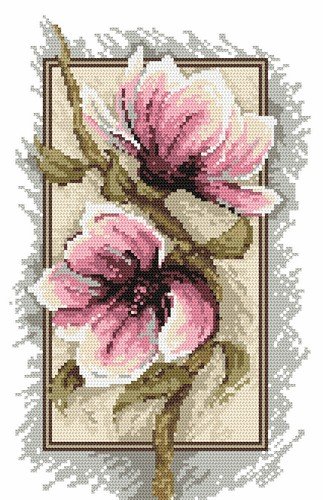 Zestaw z muliną, B. Sikora - Kwiaty magnolii CORICAMO
