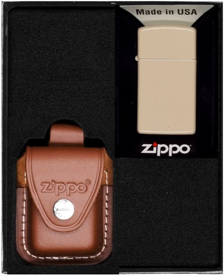 Zestaw Zapalniczka ZIPPO FLAT SAND SLIM Prezentowy No4 Zippo