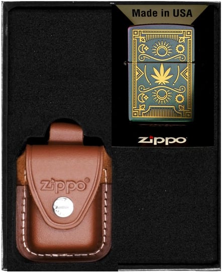 Zestaw Zapalniczka ZIPPO IRIDESCENT CANABIS LASERED Prezentowy No4 Zippo