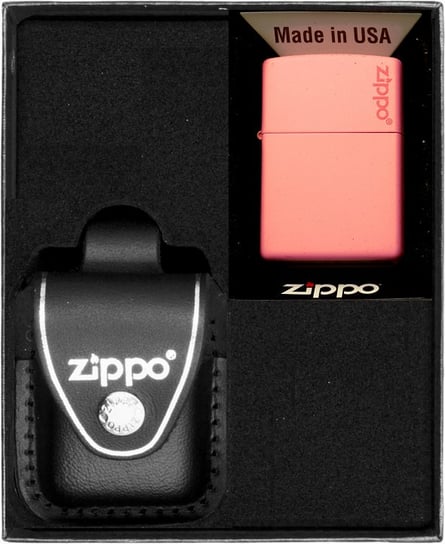 Zestaw Zapalniczka ZIPPO PINK MATTE LOGO Prezentowy No3 Zippo USA