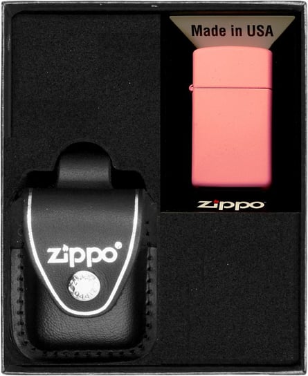 Zestaw Zapalniczka ZIPPO PINK MATTE SLIM Prezentowy No3 Zippo USA