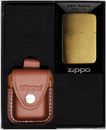 Zestaw Zapalniczka ZIPPO REPLICA BRUSH BRASS Prezentowy No4 Zippo