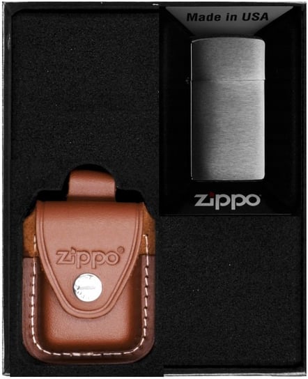 Zestaw Zapalniczka ZIPPO SLIM CHROME BRUSHED Prezentowy No4 Zippo