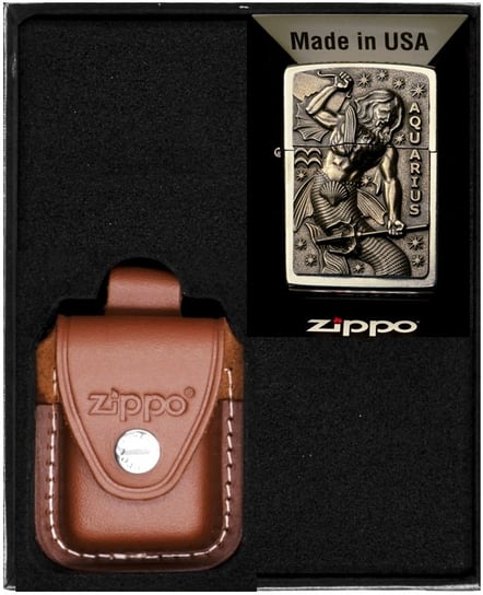 Zestaw Zapalniczka ZIPPO ZODIAC AQUARIUS wodnik Prezentowy No4 Zippo