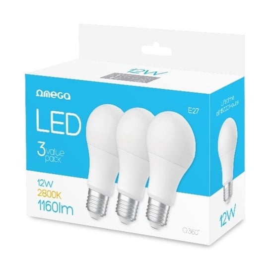 Zestaw żarówek LED OMEGA Eco, E27, 12 W, 3 szt. PLATINET