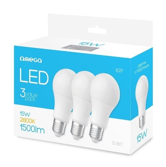 Zestaw żarówek LED OMEGA Eco, E27, 15 W, 3 szt. PLATINET