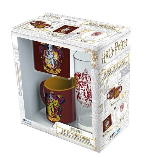 Zestaw ze szklanką, podkładką i filiżanką GIFT WORLD Harry Potter, Gryffindor Gift World