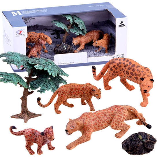 Zestaw zwierząt safari Figurki Lampart 4szt ZA2990 Inna marka