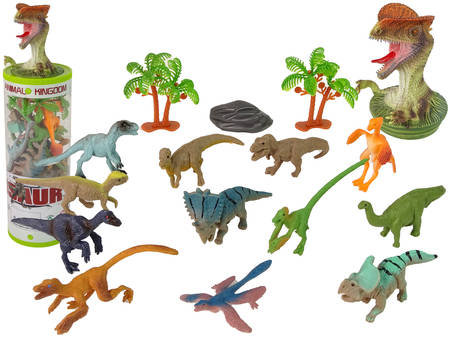 Zestaw Zwierzęta Dinozaury Figurki 12Szt. Akcesoria W Tubie Lean Toys