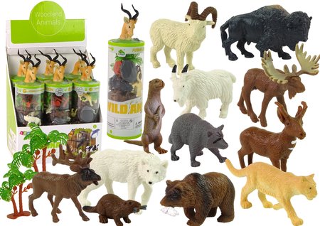 Zestaw Zwierzęta Leśne Figurki 12Szt. Akcesoria W Tubie Lean Toys