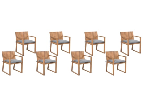 Zestawdrewnianych krzeseł ogrodowych BELIANI Sassari, brązowe, 8 szt. Beliani
