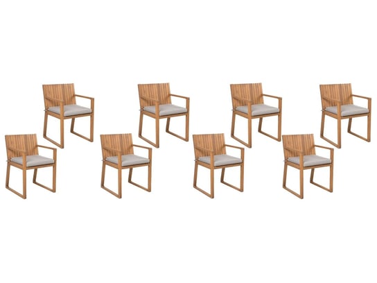 Zestawdrewnianych krzeseł ogrodowych BELIANI Sassari, brązowe,  8 szt. Beliani