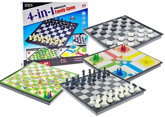 Zestwa gier 4w1  szachy, warcaby magnetyczne, chińczyk, węże i drabiny SuperZabaweczki