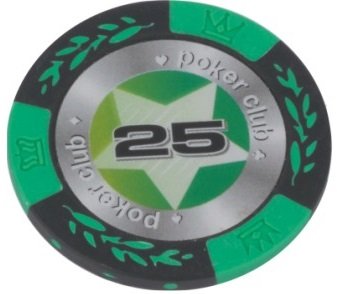 Żeton Poker Club 14,5 g, Nominał 25, 25 szt. w rolce Evergreen