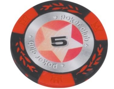 Żeton Poker Club 14,5 g, Nominał 5, 25 szt. w rolce Evergreen