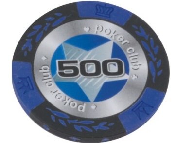 Żeton Poker Club 14,5 g, Nominał 500, 25 szt. w rolce Evergreen