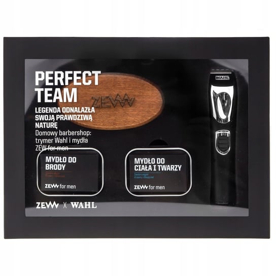 Zew For Men, Perfect Team zestaw trymer Wahl Lithium Ion + mydło do brody 85ml + mydło do twarzy i ciała 85ml + szczotka do brody Zew For Men