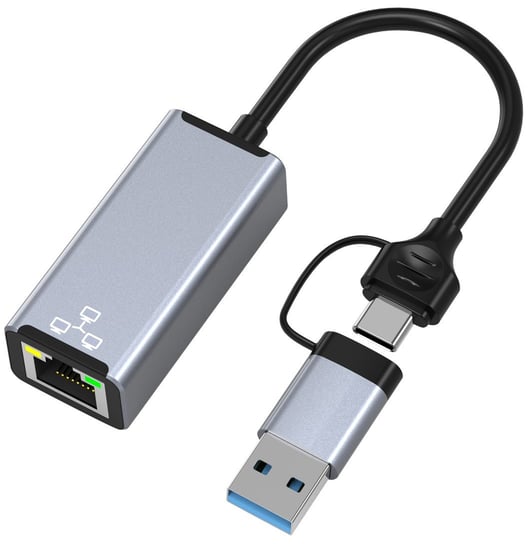 Zewnętrzna karta sieciowa LAN Ethernet RJ45 USB C / USB A, 2 w 1 1000Mbps Inna marka