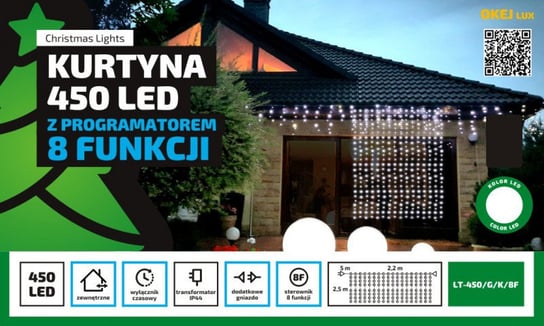 Zewnętrzna kurtyna świetlna MULTIMIX, 450 LED, 2,2x2,5 m, nr 1816, barwa ciepła biała Multimix