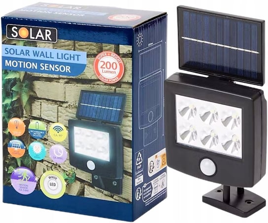 ZEWNĘTRZNA Lampa Elewacyjna Solar 200 lm Zasilanie Solarne Czujnik Ruchu Solar