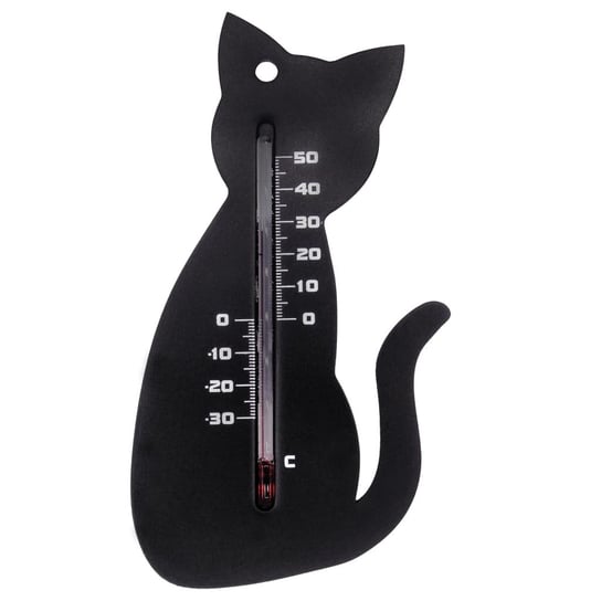 Zewnętrzny termometr ścienny w kształcie kota NATURE, czarny NATURE