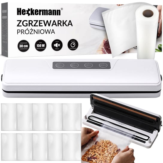 Zgrzewarka próżniowa do pakowania żywności Heckermann® GM-77 + folia 28x600 cm - Biały Heckermann