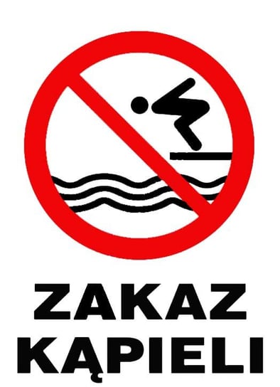 ZI-7   znak tablica ostrzegawcza - Zakaz kąpieli LIBRES