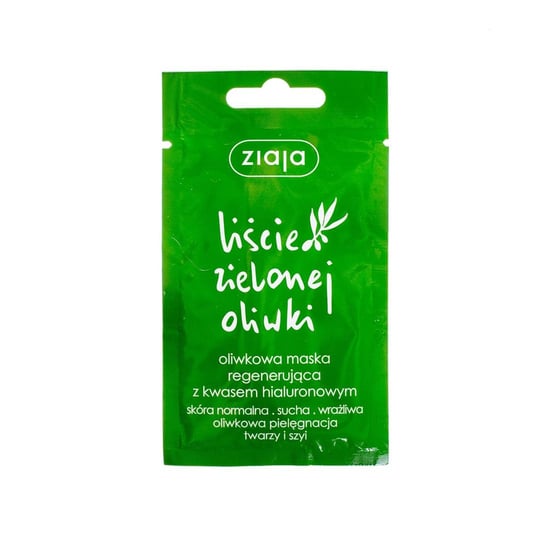 Ziaja, Liście Zielonej Oliwki, oliwkowa maska regenerująca z kwasem hialuronowym, 7 ml Ziaja