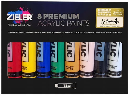 ZIELER Farby akrylowe Premium 8 kolorów x 75 ml ZIELER