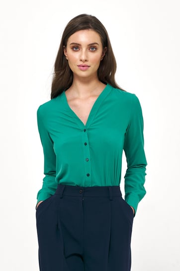 Zielona elegancka bluzka z długim rękawem NIFE