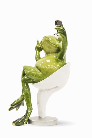 Zielona figurka ozdobna - żaba robiąca selfie Fela 18 cm Duwen