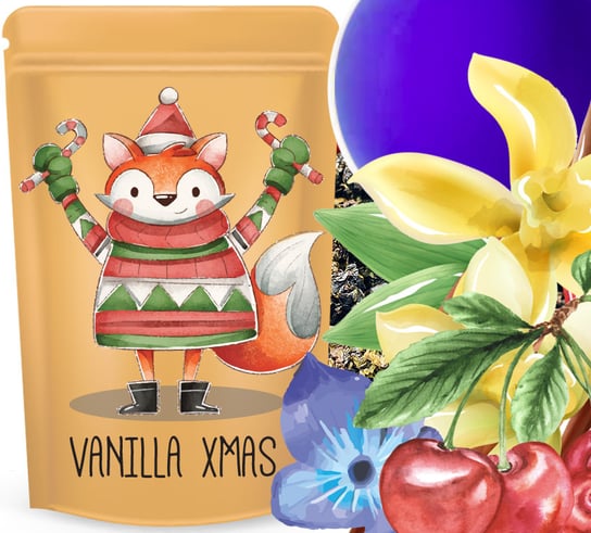 Zielona Herbata Vanilla Xmas Świąteczna Na Prezent Waniliowa+ Klitoria + Wiśnia Leo Tea