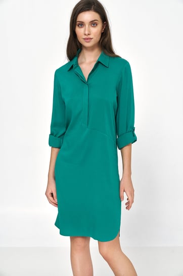 Zielona sukienka oversize z podwijanym rękawem NIFE