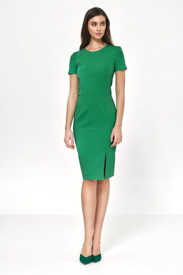 Zielona wizytowa sukienka z krótkim rękawem NIFE