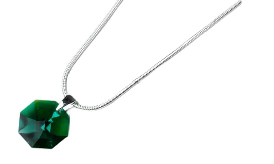 Zielona Zawieszka Swarovski Elements Emerald ze srebrnym łańcuszkiem Modino