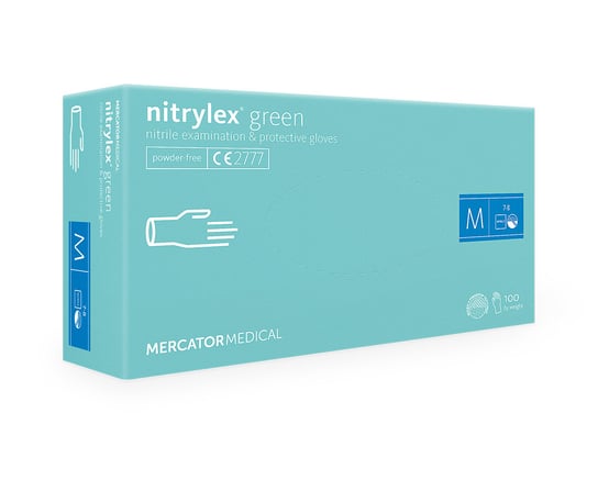 Zielone rękawiczki nitrylowe NITRYLEX 100szt - Rozmiar - M Mercator