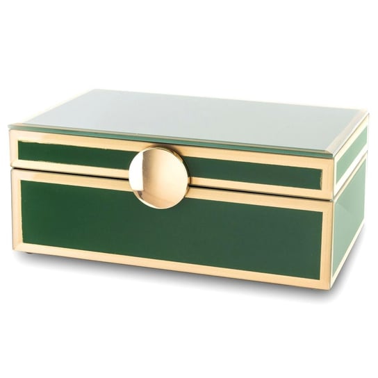 Zielono - Złota, Szklana Szkatułka Na Biżuterię Kistu 21 Cm Duwen