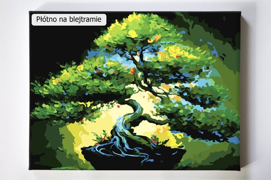 Zielony Bonsai, drzewko, Japonia, malowanie po numerach Akrylowo