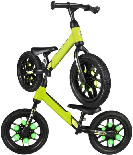 Zielony Rowerek Biegowy KOŁA LED rowerki biegowe dziecięce Spark PakaNiemowlaka