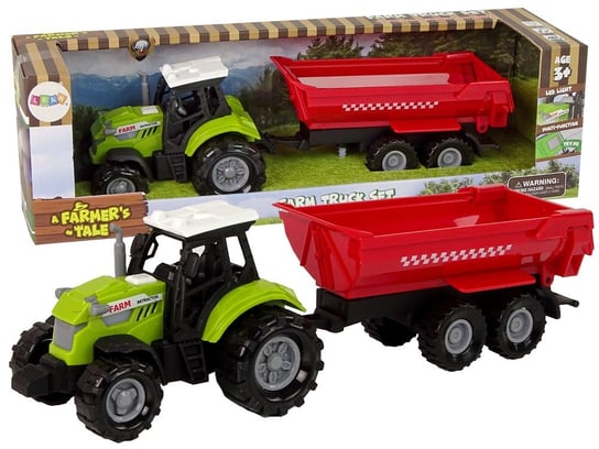 Zielony Traktor z Czerwoną Przyczepką Dźwięk Import LEANToys Inna marka
