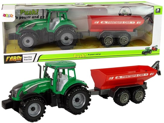 Zielony Traktor z Czerwoną Przyczepką Napęd Frykcyjny Import LEANToys Inna marka